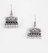 Pearl Oxidized Silver Earrings