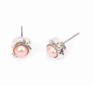 Pearl Studded Oxidized Silver Earrings