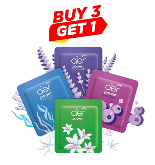Godrej Aer Power Pocket Bathroom Freshener, Assorted Pack (Buy 3 Get 1 Free)