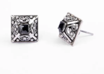 Simulated American Diamond Oxidized Silver Earrings