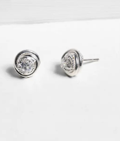 Simulated Stone Studded Silver Earrings