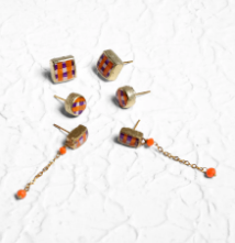 Resin Filled Brass Earrings Set