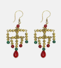 Red and Green Beaded Earring
