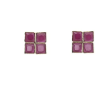 Brass and Simulated Stone Earrings