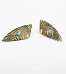 Stone Brass Earrings