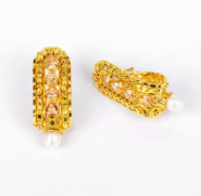 Simulated American Diamond Gold Plated Silver Earrings