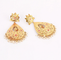 Simulated Ruby Stone studded Silver Earrings