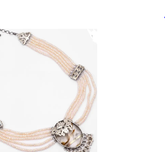 Pearl and Beads Studded Oxidized Silver Necklace