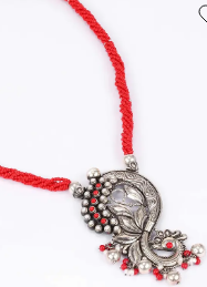 Peacock Oxidized Silver Necklace