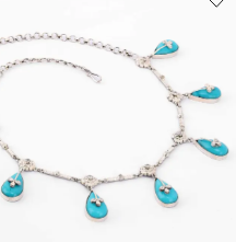 Simulated Stone Studded Oxidized Silver Necklace