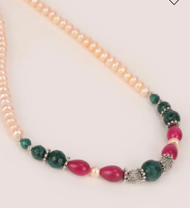 Pearl and Simulated Stone Studded Necklace