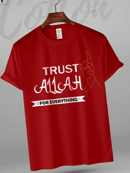 Men's Islamic High Quality T-shirt Trust Allah For Everything Printed