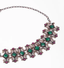 Simulated Stone Antique Brass Necklace