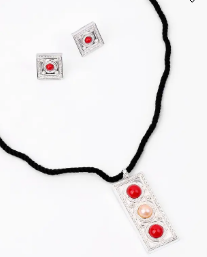 Pearl and Stone Silver Necklace Set