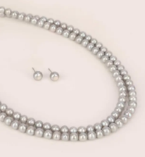 Pearl Studded Silver Necklace Set