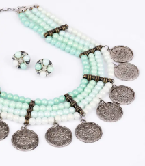 Coin and Beads Studded Necklace Set
