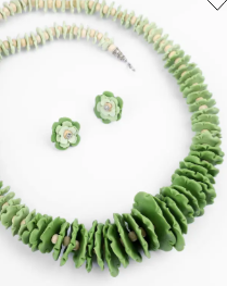 Green Clay Beads Necklace Set