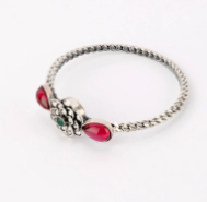 Simulated Stone Oxidized Silver Bangle