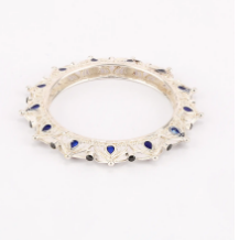 Silver Mina Detailed Bangle