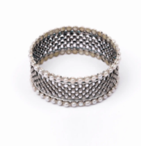 Pearl Studded Oxidized Silver Bangle