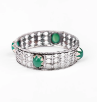 Simulated Onyx Oxidized Silver Bracelet