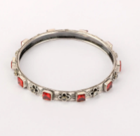 Simulated Stone Studded Oxidized Silver Bangle