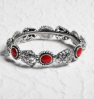 Simulated Coral Oxidized Silver Bangle