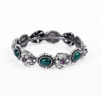 Simulated Ruby Oxidized Silver Bangle