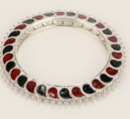 Silver Mina Detailed Bangle