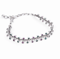 Simulated Ruby Oxidized Silver Bracelet