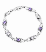 Simulated Stone Studded Silver Bracelet