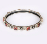 Simulated Stone Studded Oxidized Silver Bangle