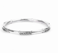 Simulated Stone Oxidized Silver Bangle