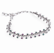Simulated Ruby Oxidized Silver Bracelet