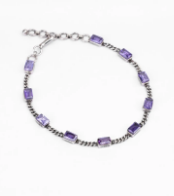 Simulated Purple Stone Oxidized Silver Bracelet