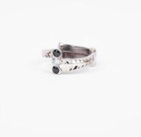 Simulated Stone Oxidized Silver Ring
