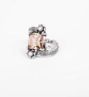 Simulated Stone Oxidized Silver Ring