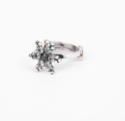 Simulated Stone Oxidized Silver Ring