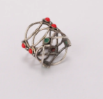 Simulated Stone Studded Oxidized Silver Ring