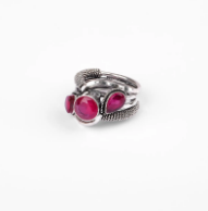 Simulated Ruby Oxidized Silver Ring