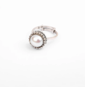Pearl Oxidized Silver Ring