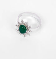Simulated Stone Oxidized Silver Ring