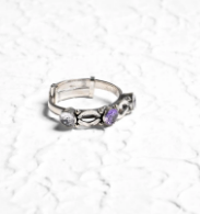 Simulated Stone Oxidized Silver Ring