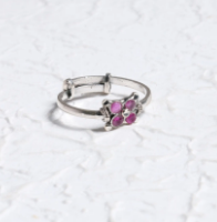 Simulated Ruby Oxidized Silver Ring