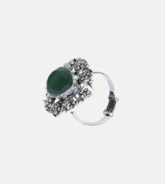 Simulated Stone Studded Oxidized Silver Ring