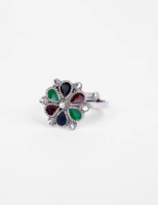 Mina Detailed Oxidized Silver Ring