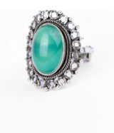 Simulated Emerald Oxidized Silver Ring