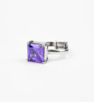 Simulated Purple Stone Oxidized Silver Ring
