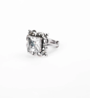 Simulated Stone Oxidized Silver Ring