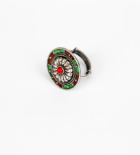 Simulated Coral Oxidized Silver Ring